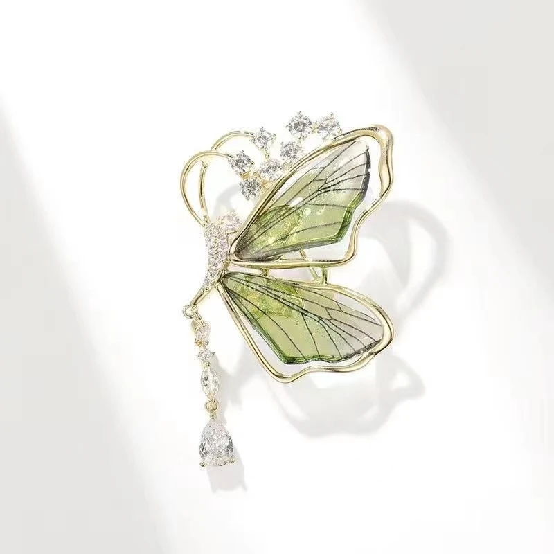 Title 5, Prachtige Doorzichtige Vlinder Kwast Broche, ee...