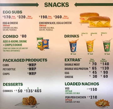 Subway menu 