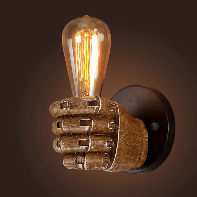 Retro fist resin wall lamp Loft industrial style sushi restaurant Bar restaurant cafe decoration antique wall lamp