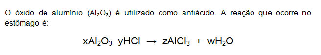 Os coeficientes x, y, z e w são, respectivamente: