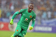 Bruce Bvuma celebrates during the Absa Premiership match between SuperSport United and Kaizer Chiefs at Mbombela Stadium on April 29, 2017 in Nelspruit, South Africa.