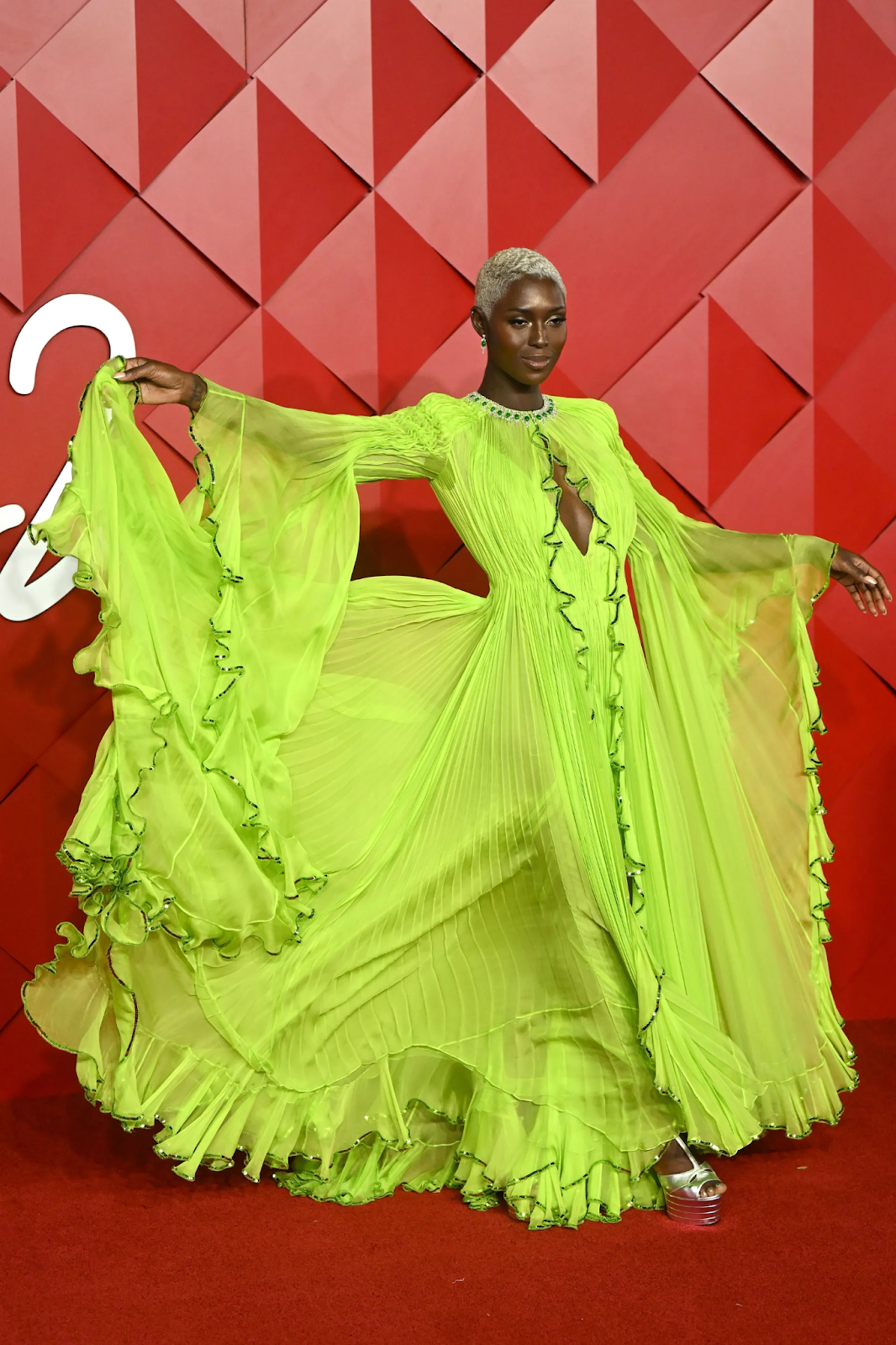 Jodie Turner-Smith in a green dress at the British fashion awards 2022