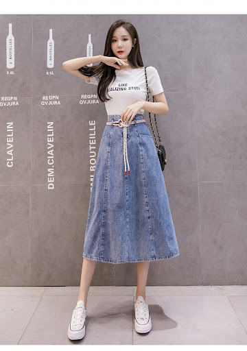 Title 8, Chic French Loose Denim Skirt Casual Slim Liter...
