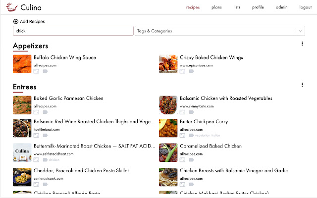 Culina chrome extension