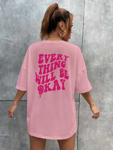 Title 4, O Neck Short Sleeve Ladies Top Loose Print