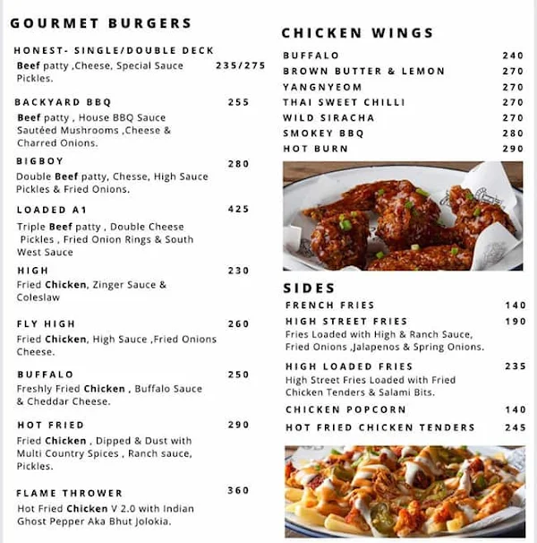 The High Joint menu 