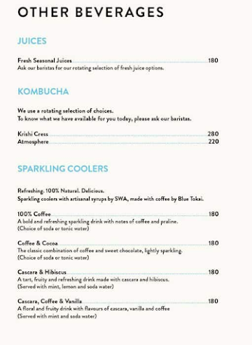 Blue Tokai Coffee Roasters menu 