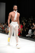 A model wearing a Rich Mnisi design during the SA Fashion Week in Sandton. 