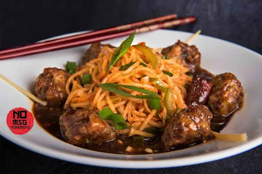 Veg Manchurian With Chili Basil Noodles