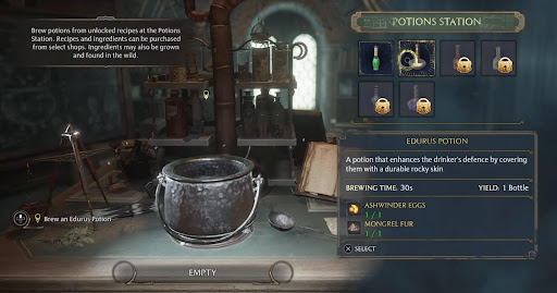 Making Potions - Gather Ingredients and Choose a Potion to Brew