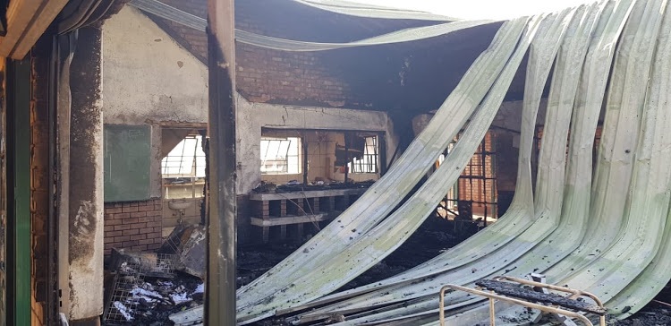 One of the two classrooms at Katlehong Primary School in Ekurhuleni that was damaged following a protest by community members against lack of electricity in the area.