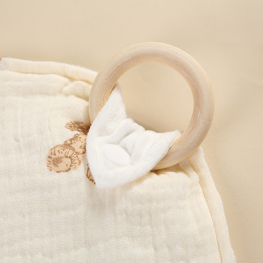 Title 1, Double-layer crepe saliva towel with bite ring ...