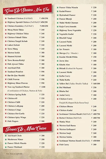 Kream N Krunch Highway Diner menu 