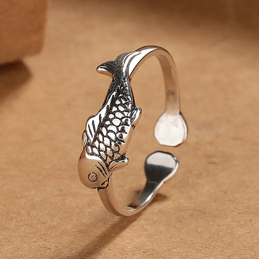 Title 3, Vintage Thai Silver Koi Ring symbolizing good l...