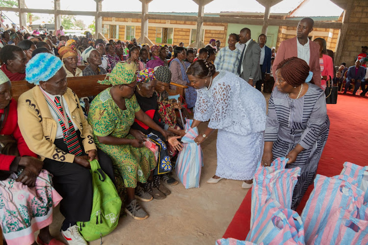 Pastor Dorcas Rigathi distributes food to widows at the Methodist Church in Meru on March 24, 2024.