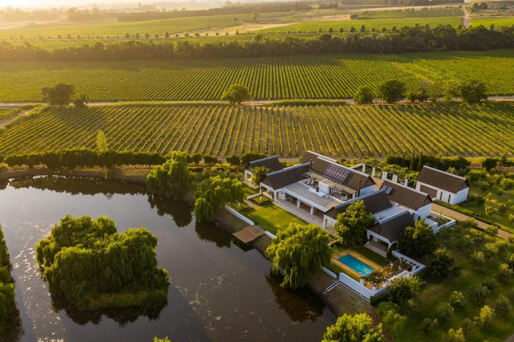 The Residence, a six-bedroom luxury villa at the Vrede & Lust wine estate in Franschhoek. It's fully booked this month and next, at R35,000 a night.