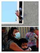 Feroza Fredericks  cannot hold back the tears as Fayrooza Martin  waves from a fifth-floor window at Melomed Hospital in Tokai, Cape Town,  during a community prayer visit to Covid-19 patients outside the hospital this week. 