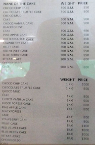 Casa De Cakes menu 1