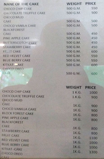 Casa De Cakes menu 