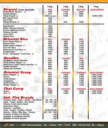 Kilo King menu 