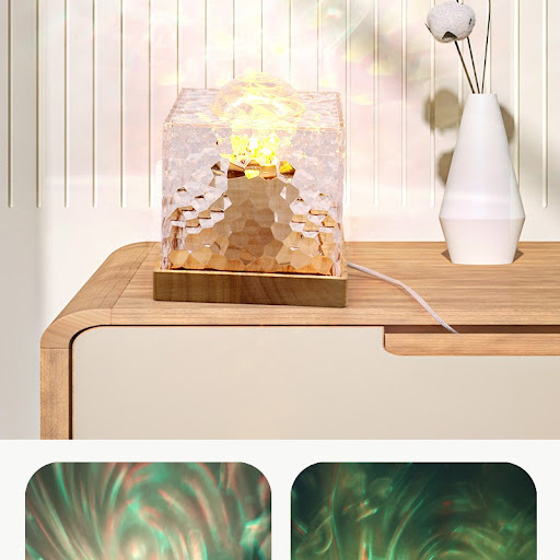 Title 6, Rotating Water Ripple Small Night Lamp, Creativ...