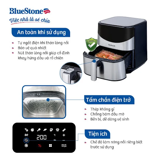 Nồi Chiên Không Dầu BlueStone AFB-5880 5.5 Lít 1700W