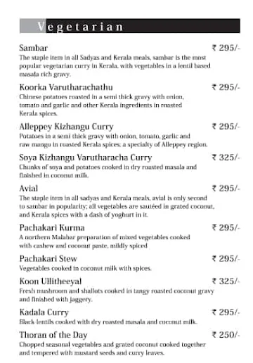 Vembanad - The Paul Bangalore menu 