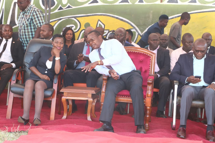 Principal Secretary, State Department for MSMEs Susan Mangeni, Busia Governor Paul Otuoma and Deputy governor Arthur Odera at the event on February 13, 2023.