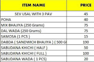 Pranam Nasta House menu 1