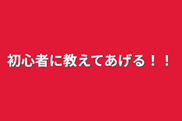 初心者に教えてあげる！！