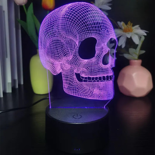 Title 4, 3D Small Night Lamp Halloween Skull Outdoor Lig...