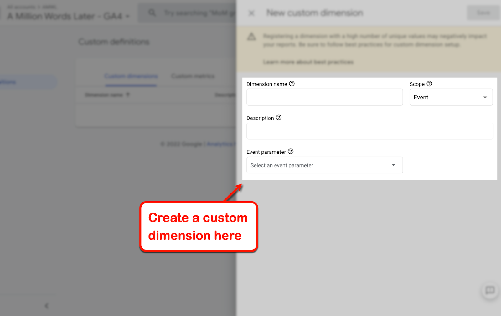 Section where you can create custom dimenrsions