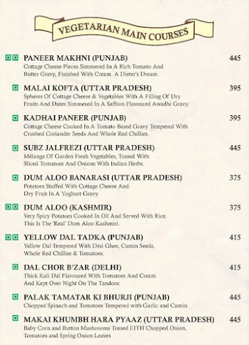 Chor Bizarre menu 