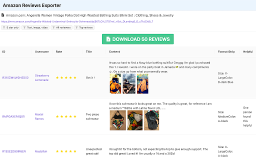 Amazon reviews exporter Preview 4