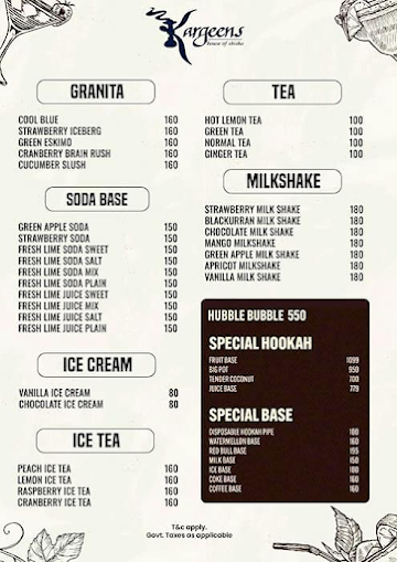 Kargeens Cafe menu 