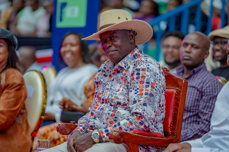 Deputy President Rigathi Gachagua during women groups funddrive at Nyayo stadium on April 27, 2024