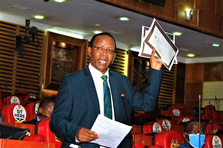 Interior Principal Secretary Karanja Kibicho explains Huduma Namba concept when he appeared before the Natioanl Security committee, Parliament on Thursday, March 17.