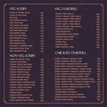 Sultan - The Royal Eatery menu 