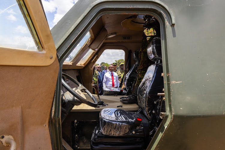 Some of the newly launched modern security equipment at GSU Headquarters, Ruaraka on March 20, 2024