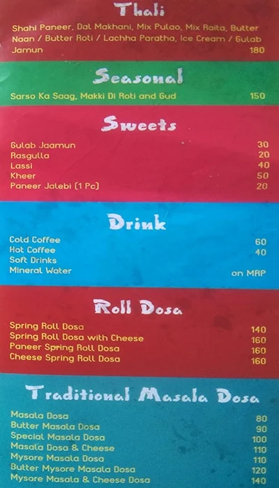 Zaika-E-Dilli menu 