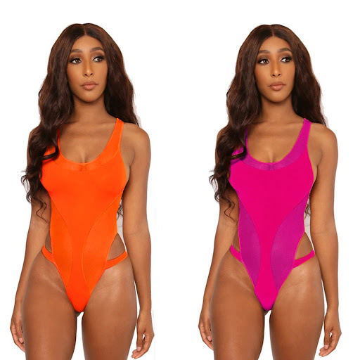 Title 6, European and American solid color one-piece bik...