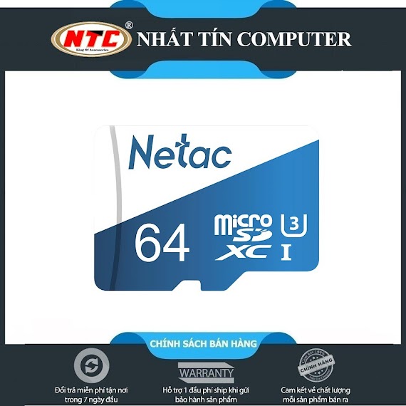 Thẻ Nhớ Microsdxc Netac Extreme 64Gb U3 4K 100Mb/S (Trắng Xanh)