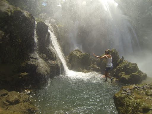 Shannon-Jumping - Jumping into Pulhpanzak Waterfall, Honduras - one of Central America's largest falls.