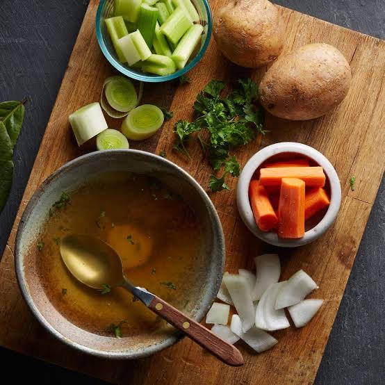 Some of the ingredients used to prepare the vegetable broth.