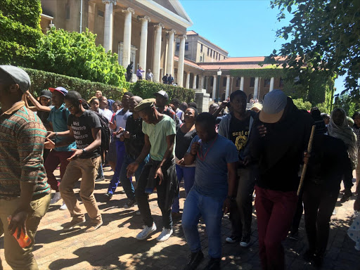 Students went from building to building in an attempt to disrupt academic activity at the University of Cape Town on 19 October 2016.