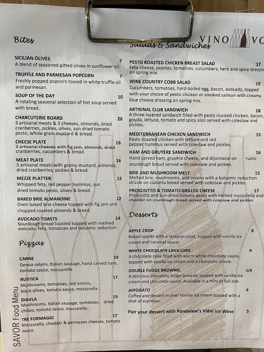 Vino Volo gluten-free menu