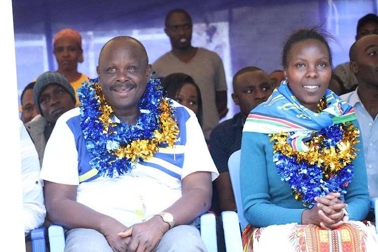 CCM party leader Isaac Rutto with his pick for the deputy, 29 year-old Doris Chepkoech.