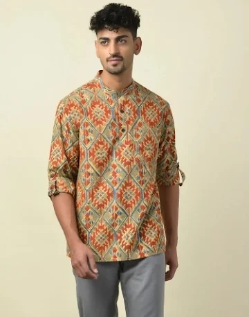 pure-cotton-outfits-men_ShortPrintedKurtaCotton_Fabindia