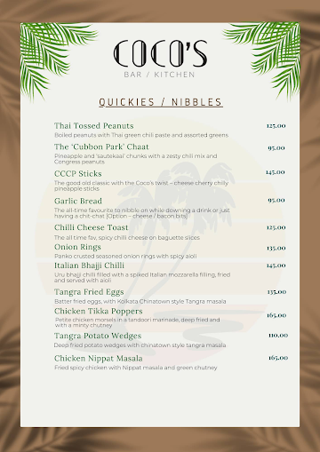 Coco's Bar & Kitchen menu 