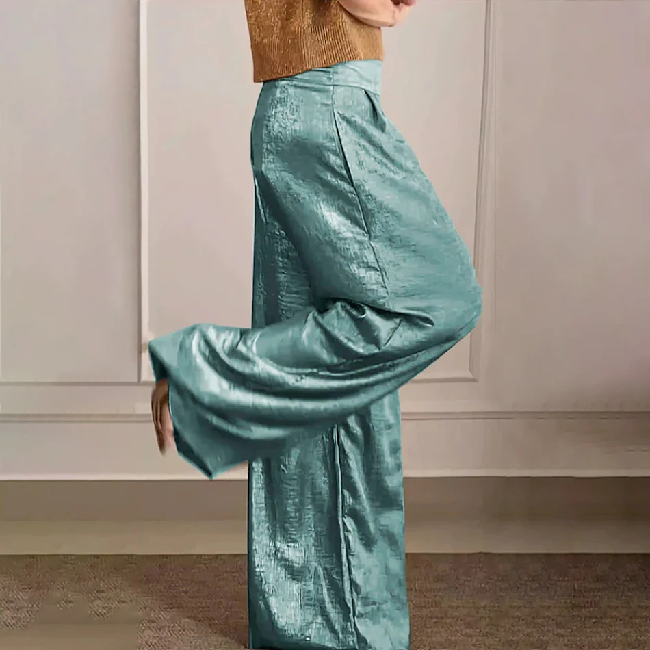 Dames High Waist Slankmakende Losse Casual Broek met Wijde Pijpen Comfortabele Pasvorm en Stijlvolle Uitstraling Ideaal voor Elke Gelegenheid